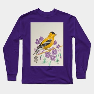 New Jersey state bird & flower, the goldfinch and violet Long Sleeve T-Shirt